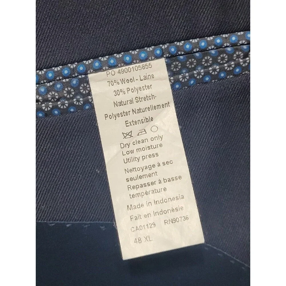 Lauren Ralph Lauren 48 XL blazer jacket 2 button lining faux pockets navy wool